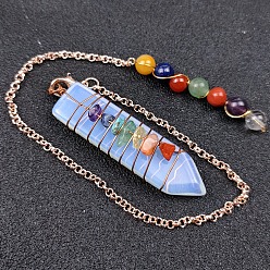 Opalite Opalite & Mixed Stone Braided Bullet Dowsing Pendulum Pendant Decorations, Chakra Yoga Theme Jewelry for Home Display, 48~52mm