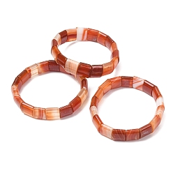 Red Square Natural Red Agate(Dyed & Heated) Beaded Stretch Bracelets for Women Men, Red, Inner Diameter: 2.30 inch(5.85cm)