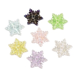 Mixed Color UV Plating Rainbow Iridescent Acrylic Chandelier Component Links, Snowflake, Mixed Color, 54x47x9mm, Hole: 2mm & 3.5mm