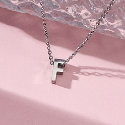 Letter F 304 подвесные из нержавеющей стали ожерелья, буквы, Буква F, 15.94 дюйм(40.5см)~16.14 дюйм(41см)+54мм удлинитель, буквы: 9.5x5x4 мм.