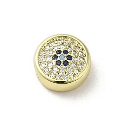 Clear Brass Micro Pave Cubic Zirconia Charms, Real 18K Gold Plated, Eye, Clear, 11.5~12x5.3mm, Hole: 2.2x4mm