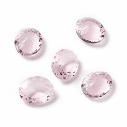 Light Rose Glass Rhinestone Cabochons, Pointed Back, Oval, Light Rose, 10x8x4mm