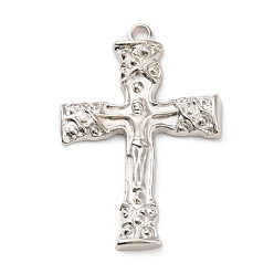 Platinum CCB Plastic Big Pendants, Crucifix Cross Charm, Platinum, 65x43x4.5mm, Hole: 3.2mm
