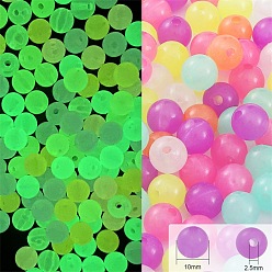 Round Luminous Acrylic Beads, Round, 10mm, 12mm long, about 64pcs/bag