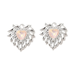 Оранжевый Подвески из сплава со стразами, без свинца и без кадмия, сердце, серебряные, оранжевые, 20x20x4 мм, отверстие : 2 мм