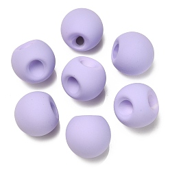 Lilas Perles acryliques caoutchoutées, ronde, top foré, lilas, 18x18x18mm, Trou: 3mm