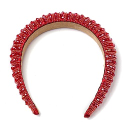 Red Bling Bling Glass Beaded Hairband, Wide Edge Headwear, Party Hair Accessories for Women Girls, Red, 30mm
