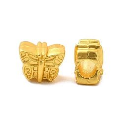 Matte Gold Color Rack Plating Alloy European Beads, Large Hole Beads, Lead Free & Cadmium Free & Nickel Free, Butterfly, Matte Gold Color, 9.5x12.3x8mm, Hole: 4.7mm