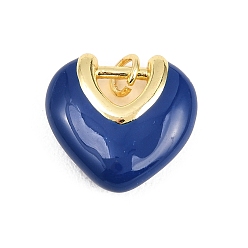 Темно-Синий Латунь эмаль подвески, сердце прелести, долговечный, стойки покрытие, без свинца и без кадмия, реальный 18 k позолоченный, темно-синий, 16.5x17x6 мм, отверстие : 3.2 мм