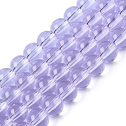 Lilac Transparent Glass Beads Strands, Round, Lilac, 6~6.5mm, Hole: 1.4mm, about 67~70pcs/strand, 14.76 inch~15.16 inch(37.5~38.5cm)