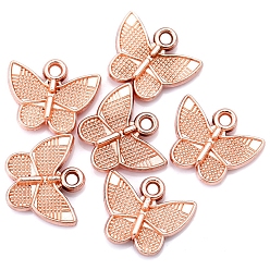 Rose Gold Alloy Pendants, Butterfly, Rose Gold, 11x13mm