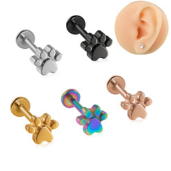 Rainbow Color 304 лабреты из нержавеющей стали с внутренней резьбой, отпечаток лапы, Радуга цветов, 8 мм, штифты : 1.2 мм