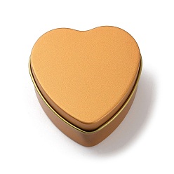 Gold Tinplate Iron Heart Shaped Candle Tins, Gift Boxes with Lid, Storage Box, Gold, 6x6x2.8cm