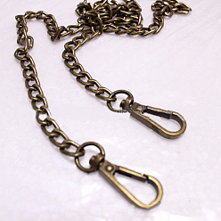 Antique Bronze Iron Handbag Chain Straps, with Clasps, for Handbag or Shoulder Bag Replacement, Antique Bronze, 120x0.8x0.2cm
