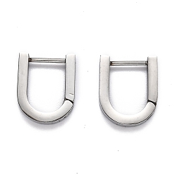 Stainless Steel Color 304 Stainless Steel Huggie Hoop Earrings, U Shape, Stainless Steel Color, 15x12.5x3mm, Pin: 1mm