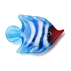Blue Lampwork Fridge Sticker, Fish, Blue, 29x45x9mm