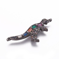 Черный Цвет Металла Латунные микро проложить кубических ссылки циркония, динозавр, красочный, металлический черный , 11.5x31.5x3 мм, отверстие : 1 мм