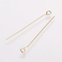 Golden Rack Plating Brass Eye Pin, Long-Lasting Plated, Electroplated, Golden, 40x0.7mm
