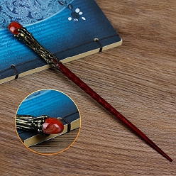 Red Agate Natural Red Agate Magic Wand with Wooden Findings, Home Decorations Costume Props Cosplay Accessories, 240mm