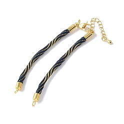 Полуночно-синий Нейлона шнур браслеты, для изготовления браслета с соединителем, с реечным покрытием, золотыми застежками-карабинами и удлинителями цепочек, долговечный, без кадмия и без свинца, темно-синий, 5-3/4~6x1/8x1/8 дюйм (14.7~15.2x0.3 см)