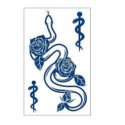Bleu Foncé Autocollants en papier pour tatouages temporaires imperméables amovibles à motif de serpent, bleu foncé, 18x11 cm