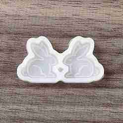 Rabbit Easter Theme Ear Stud Ornament Silicone Molds, Resin Casting Molds, for UV Resin & Epoxy Resin Craft Making, Rabbit Pattern, 19x36x5mm, Inner Diameter: 15x16mm