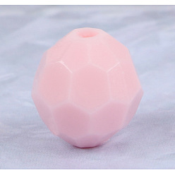Pink Opaque Acrylic Beads, Faceted (32 Facets), Round, Pink, 8mm, Hole: 2mm