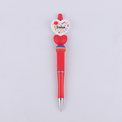 Apple Plastic Ball-Point Pen, Beadable Pen, for DIY Personalized Pen, Teacher's Day, Apple, 145mm