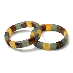 Смешанные камни Браслеты из натуральных смешанных камней, эластичные браслеты для женщин и мужчин, смешанные окрашенные и неокрашенные, внутренний диаметр: 2-1/4~2-3/8 дюйм (5.55~5.95 см)