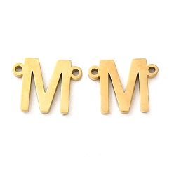 Letter M Ion Plating(IP) 304 Stainless Steel Connector Charms, Letter, Letter M, 10x12.5x1.5mm, Hole: 1.2mm