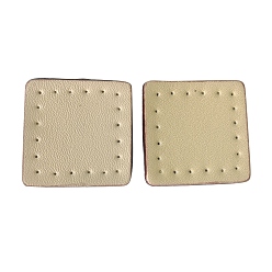 Antique White Cattlehide Label Tags, Leather Patches, with Holes, for DIY Jeans, Bags, Shoes, Hat Accessories, Square, Antique White, 28~30x28~30x2mm, 2pcs/set