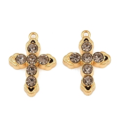 Jet Brune Éclair Pendentifs en acier inoxydable, avec strass, charmes croisées, placage ionique (ip), réel 304 k plaqué or, fusée éclairante marron, 18mm, Trou: 21x15x4.5mm
