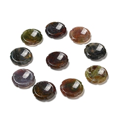 Indian Agate Natural Indian Agate Worry Stones, Flower Shape, 37.5~38x38x7~7.5mm