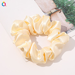 Simulation silk 8cm small loop - light yellow Elegant and Versatile Solid Color Hair Scrunchies for Women, Simulated Silk Ponytail Holder Accessories