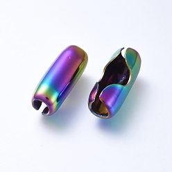 Rainbow Color Placage ionique (ip) 304 connecteurs de chaîne à billes en acier inoxydable, couleur arc en ciel, 24~24.5x9.5~10.5mm, adapté à la chaîne à billes 8 mm