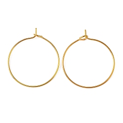 Golden Brass Wine Glass Charm Rings, Hoop Earrings Findings, Nickel Free, Golden, 35x0.8mm, 20 Gauge