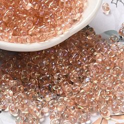 Light Salmon Glass Seed Beads, Peanut, Light Salmon, 5.5~6x3~3.5x3mm, Hole: 1~1.2mm