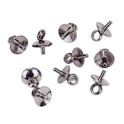 Stainless Steel Color PandaHall Elite 304 Stainless Steel Cup Pearl Peg Bails Pin Pendants, For Half Drilled Beads, Stainless Steel Color, 6x5mm, Hole: 2.5mm, Pin: 1.5mm