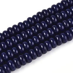 Полуночно-синий Непрозрачные с напылением стеклянные бусины, рондель, темно-синий, 6~6.5x3 мм, отверстие : 1 мм, около 103~118 шт / нитка, 14.57~14.96 дюйм (37~38 см)