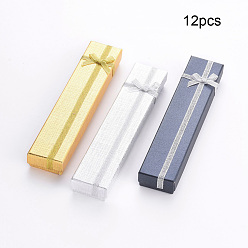 Mixed Color BENECREAT Rectangle Cardboard Bracelet Boxes, with Sponge Inside and Satin Ribbon Bowknots, Mixed Color, 20x4.1x2.4cm