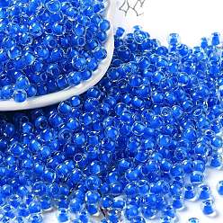 Dodger Blue Glass Bead, Inside Colours, Round Hole, Round, Dodger Blue, 4x3mm, Hole: 1.4mm, 7650pcs/pound