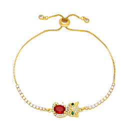 Красный Красочный браслет с изображением кота из циркона и бриллиантами, милый дизайн с животными