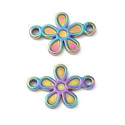 Rainbow Color 304 оправы для кабошонов из нержавеющей стали, цветок, ионное покрытие (ip), Радуга цветов, 13.5x20.5x2.5 мм, отверстие : 1.8 мм