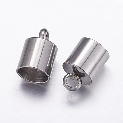 Stainless Steel Color 304 Stainless Steel Cord Ends, End Caps, Stainless Steel Color, 12.5x8mm, Hole: 3mm, Inner Diameter: 7mm