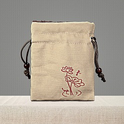 Мокасин Подарочные сумки для благословения из хлопка и льна в китайском стиле, мешочки для хранения украшений с бархатной внутри, для упаковки конфет на свадьбу, прямоугольные, мокасин, 16x12 см