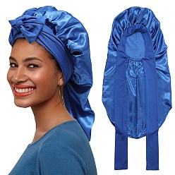 Royal Blue Satin Bonnet Hair Bonnet With Tie Band For Sleeping, Reusable Adjusting Hair Care Wrap Cap Sleep Caps, Royal Blue, 680x290mm