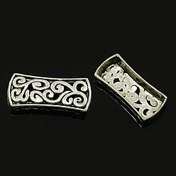 Argent Antique Alliage multi - chapelets de lien, sans cadmium et sans plomb, rectangle, argent antique, 27x12x4mm, Trou: 1mm