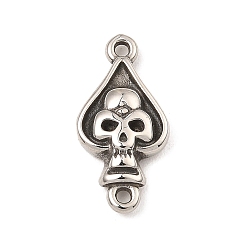 Antique Silver Tibetan Style 304 Stainless Steel Links Connector Charms, Halloween Skull Links, Antique Silver, 20x10x4mm, Hole: 1.2mm & 1.4mm