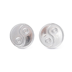 Stainless Steel Color 304 Stainless Steel Stud Earring for Women, Yin Yang, Stainless Steel Color, 16mm, Pin: 0.8mm