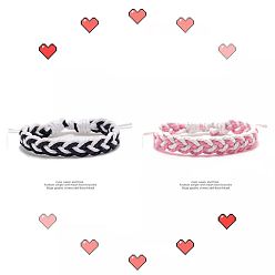 A pair of pink and white + black and white couple Simple Braided Bracelet for Couples, Friends - Minimalist, Trendy, Handmade.